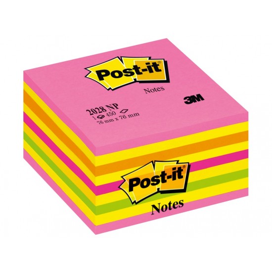 Cub notes adeziv post-it® neon 76 roz/galben - NOT072