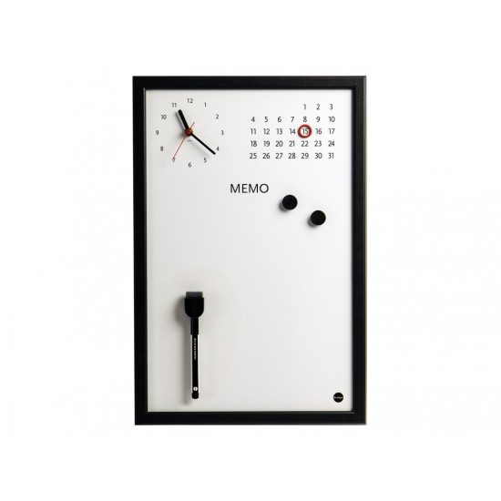 Ceas memo-whiteboard magnetic bi-silque negru - WHB066