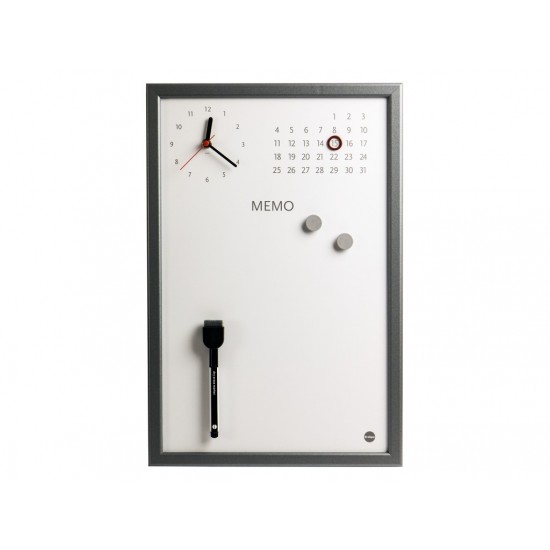 Ceas memo-whiteboard magnetic bi-silque gri - WHB066