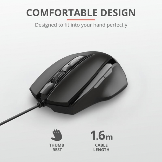 Mouse trust voca comfort mouse, negru - TR-23650